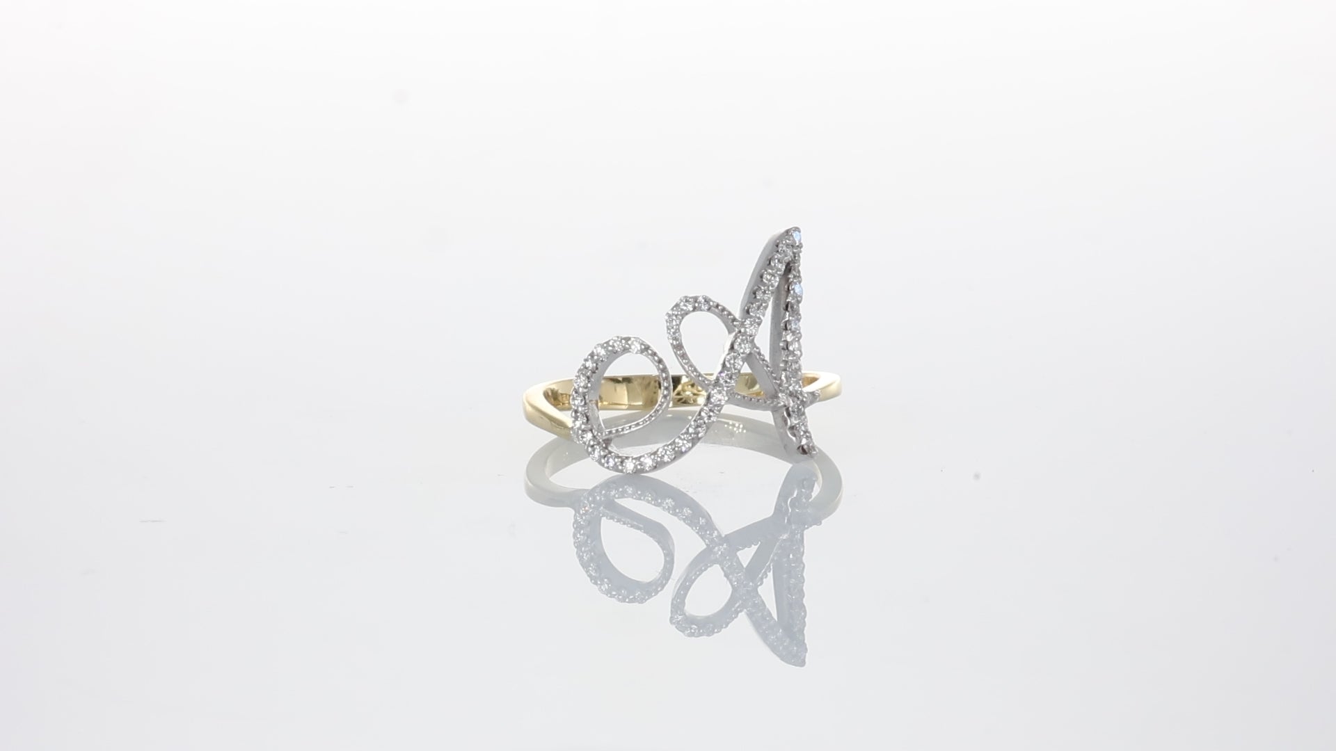 Anello ”INITIALIS" Lettera A Oro e Diamanti