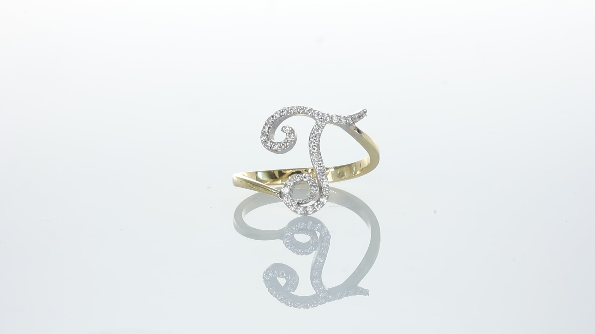 Anello ”INITIALIS" Lettera T Oro e Diamanti
