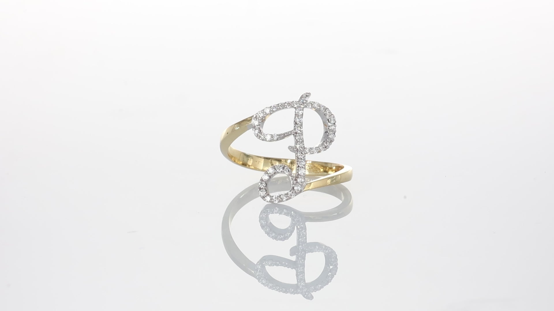 Anello ”INITIALIS" Lettera P Oro e Diamanti
